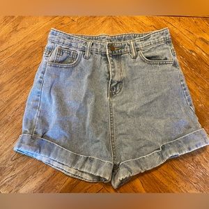 Blue high waisted jean shorts
